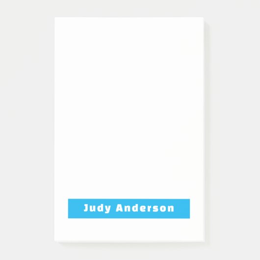 Post-it® Professionnel Élégant Moderne Simple Nom Bleu Blan (Devant)