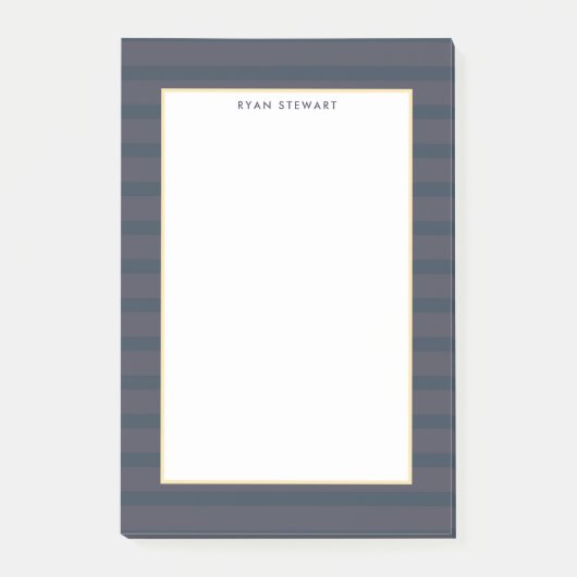 Post-it® Professionnel Moderne Bleu foncé et rayé de prune (Devant)