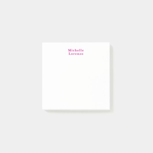 Post-it® Professionnel Moderne Simple Nom Clair Rose & Blan (Devant)
