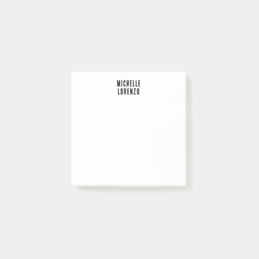 Post-it® Professionnel Moderne Simple Nom Uni Noir Blanc (Devant)