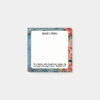 Post-it® Proverbs 31:25 Notes Bible Verse Floral 