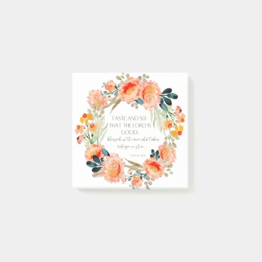 Post-it® Psaume 34:8 Bible chrétienne Verse Post-It Notes (Devant)