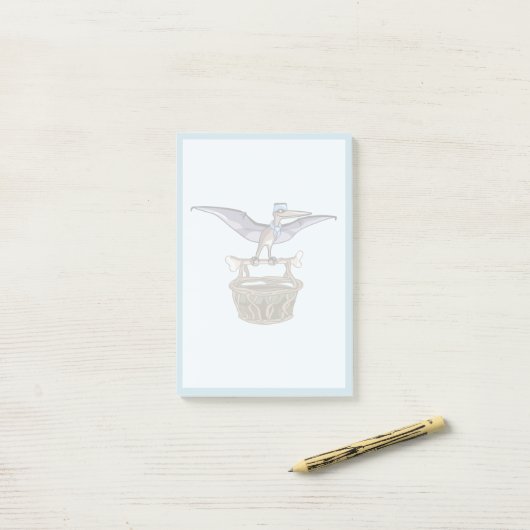 Post-it® Pteranodon Portant Un Panier (Sur un bureau)