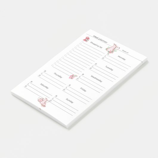 Post-it® Publier les notes 4"x6" Plan de repas hebdomadaire (Incliné)