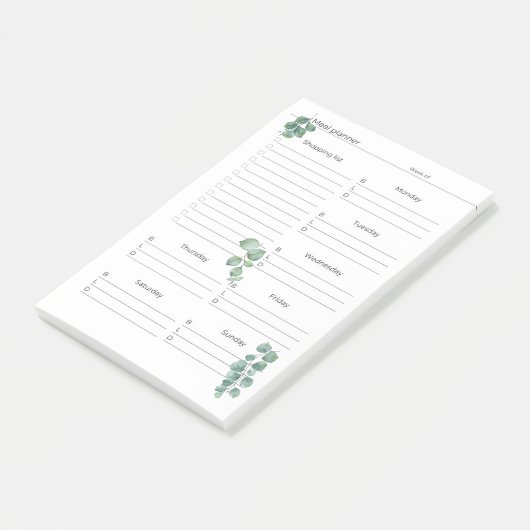 Post-it® Publier les notes 4"x6" Plan de repas hebdomadaire (Incliné)