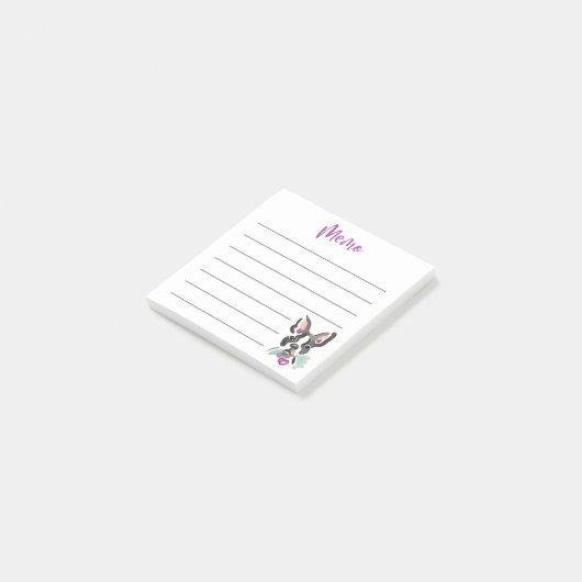 Post-it® Publier| Mémo| Boston terrier| rose (Incliné)