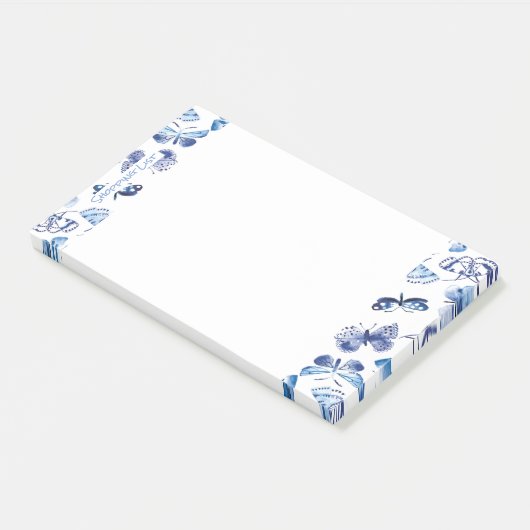 Post-it® Publier Note Pad Shopping Papillons bleus (Incliné)