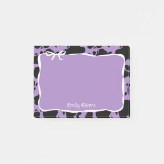 Post-it® Purple Cow Print & White Bow With Your Name