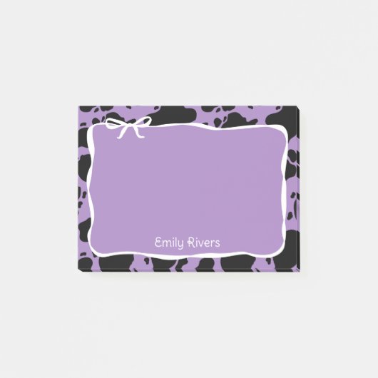 Post-it® Purple Cow Print & White Bow With Your Name (Devant)