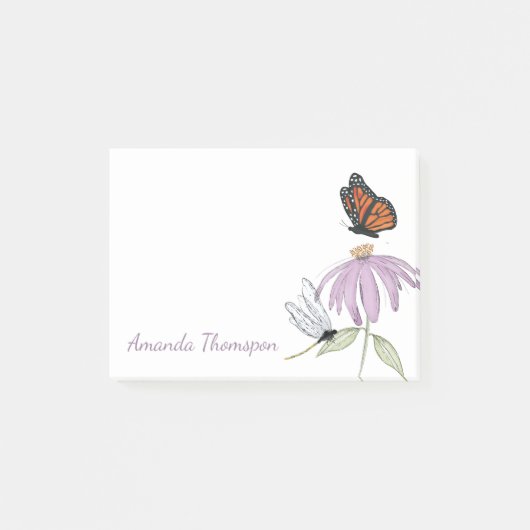 Post-it® Purple Flower Butterfly and Dragonfly Custom (Devant)