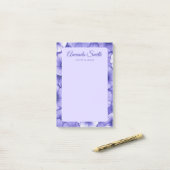 Post-it® Purple flower pattern border elegant script name (Sur un bureau)