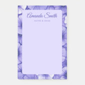 Post-it® Purple flower pattern border elegant script name (Devant)