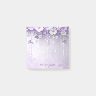 Post-it® Purple Flowers with Dangling Pearls Post it Notes