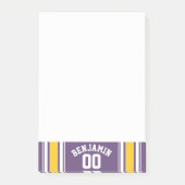 Post-it® Purple Yellow Jersey Stripes Nom personnalisé Numé (Devant)