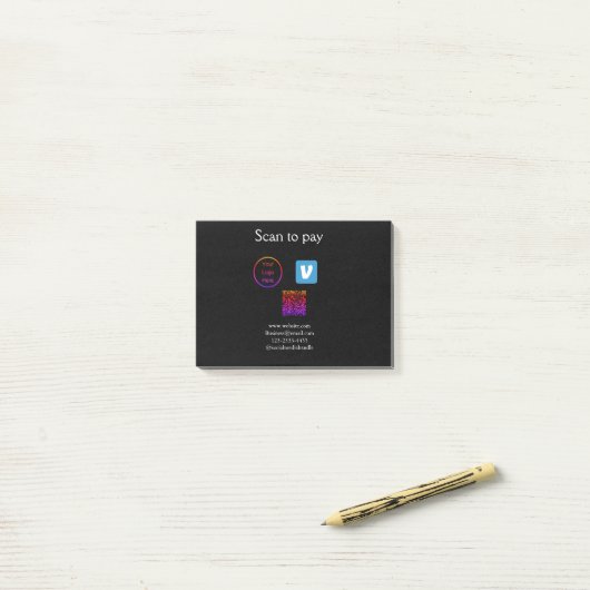 Post-it® Q R code venmo scanner pour payer ajouter le logo (Sur un bureau)