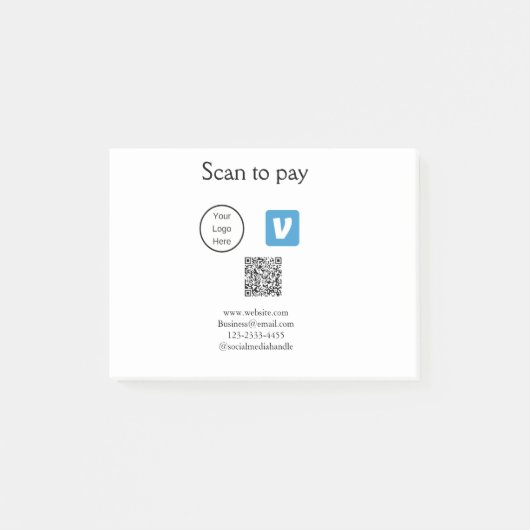 Post-it® Q R code venmo scanner pour payer ajouter le logo (Devant)