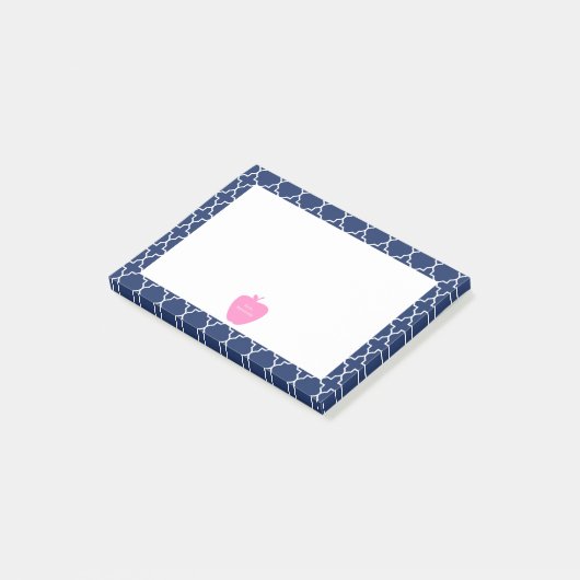Post-it® Quatrefol de la marine d'Apple rose (Incliné)