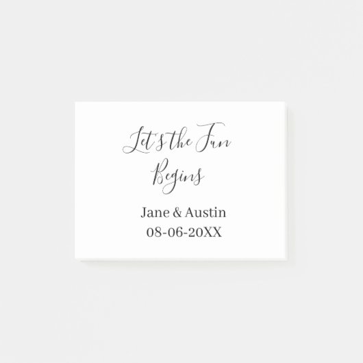 Post-it® que le plaisir commence nom du couple de mariés da (Devant)