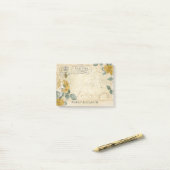 Post-it® Queen Bee Yellow Gold Rose Floral Monogramme 4x3 (Sur un bureau)