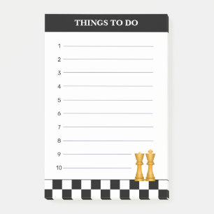 Post-it® Queen & King sur les jeux d'échecs noir et blanc à