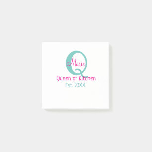 Post-it® Queen of cuisine monogramme vert rose simple minim