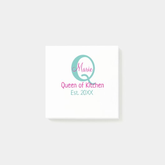 Post-it® Queen of cuisine monogramme vert rose simple minim (Devant)
