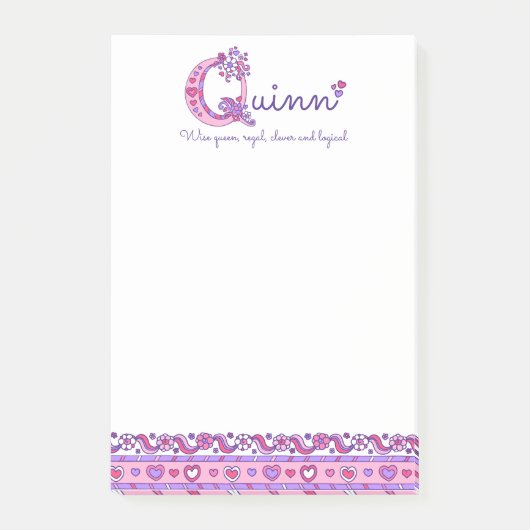 Post-it® Quinn nom Q personnalisé signifiant message il not (Devant)