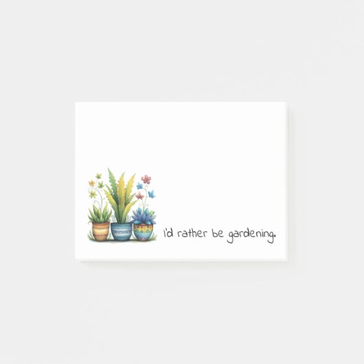 Post-it® Quirky Flower Pots I'd Rather Be Gardening (Devant)