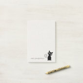 Post-it® Quirky Whimsical Black Cat Glittery-Bonjour magnif (Sur un bureau)