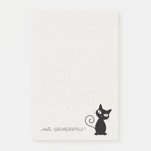 Post-it® Quirky Whimsical Black Cat Glittery-Bonjour magnif (Devant)