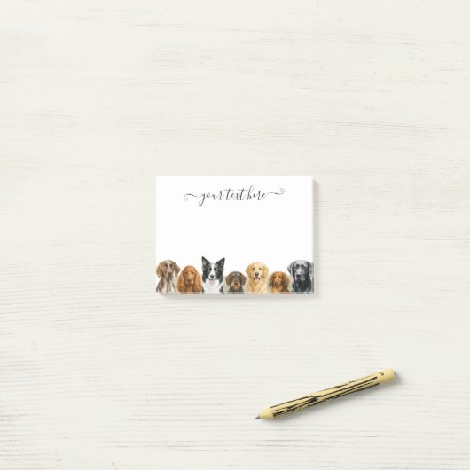 Post-it® Races de chiens d'aquarelle (Sur un bureau)