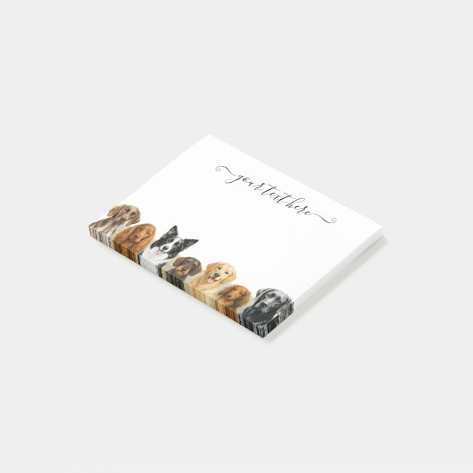 Post-it® Races de chiens d'aquarelle (Incliné)