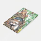 Post-it® Racoon dans le trou d'arbre avec l'écureuil (Incliné)