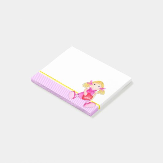 Post-it® Rag poupée aquarelle aquarelle note (Incliné)