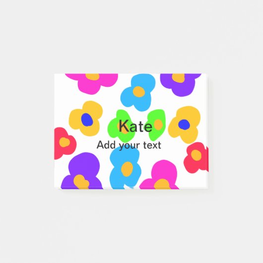 Post-it® Rainbow flower pride amour ajouter nom texte lqbtq (Devant)