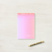 Post-it® Rainbow Pastel Girly Parties scintillant Metal Nom (Sur un bureau)