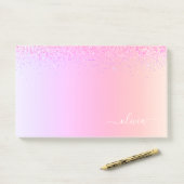 Post-it® Rainbow Pastel Girly Parties scintillant Metal Nom (Sur un bureau)
