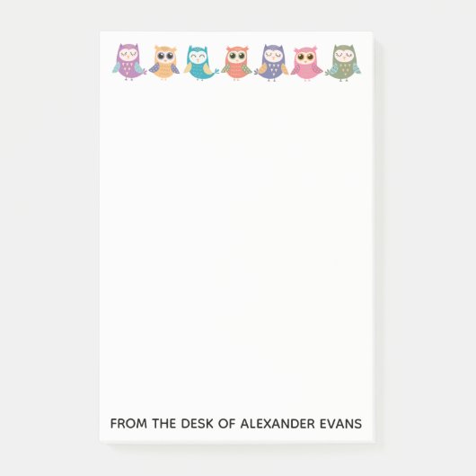 Post-it® Rangée de chouettes pastel (Devant)