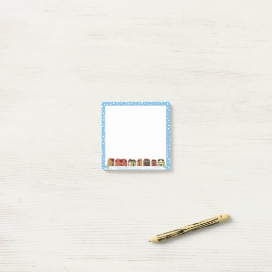 Post-it® Rangée De Maisons D'Hiver (Sur un bureau)