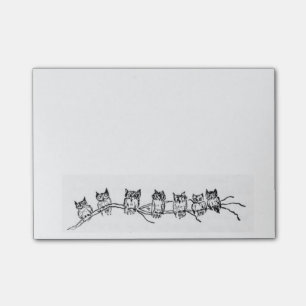 Post-it® Rangée des notes de post-it de hiboux