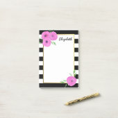Post-it® Ranunculus floral noir blanc (Sur un bureau)