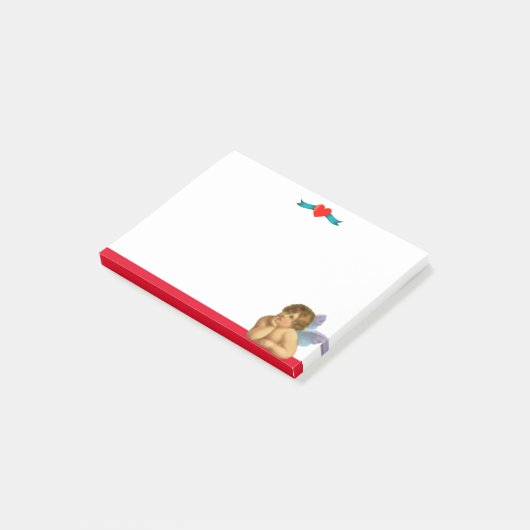 Post-it® Raphael Cherub & Coeur élégant en blanc (Incliné)