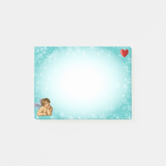 Post-it® Raphaël Cherub & Heart élégant sur fond bleu clair (Devant)