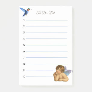 Post-it® Raphaël Cherub stylé & Colibri bleu