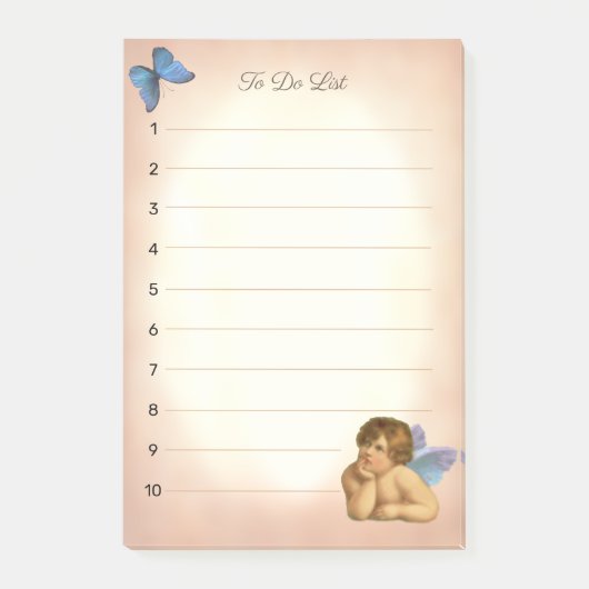 Post-it® Raphaël Cherub stylé & Papillon Bleu (Devant)
