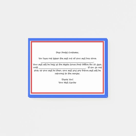 Post-it® "Rappel amical" pour les transporteurs postaux (Devant)