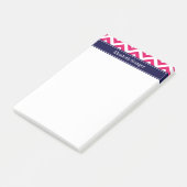 Post-it® Raspberry Lg Chevron Marine Nom bleu Monogramme (Incliné)