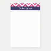 Post-it® Raspberry Lg Chevron Marine Nom bleu Monogramme (Devant)