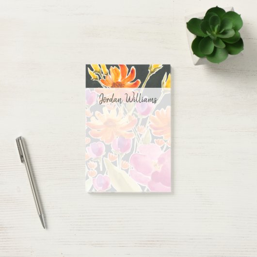 Post-it® Rassemblement splendide - Fleurs roses et orange (Bureau)