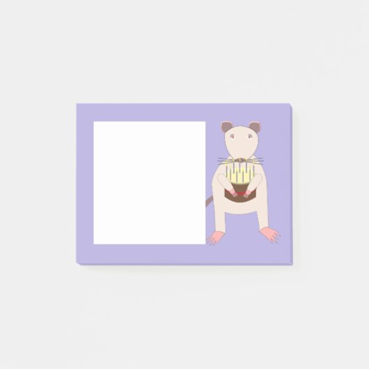 Post-it® Rat de Siamese avec gâteau d'anniversaire (Devant)